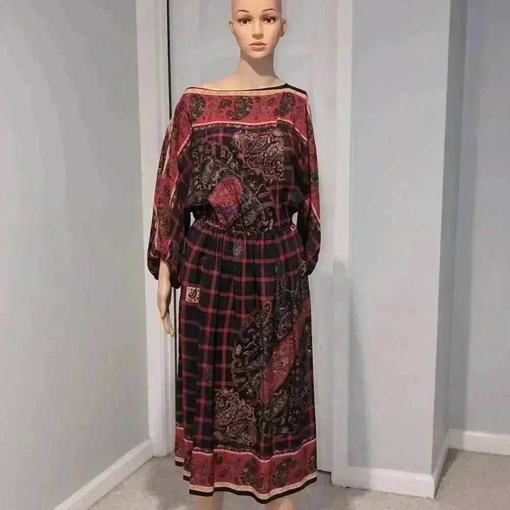 Vintage silk Neiman Marcus midi dress